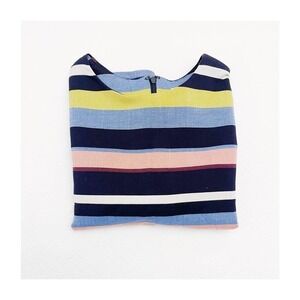 Halogen Striped Short Sleeve Peplum Ruffled Hem Top SZ S